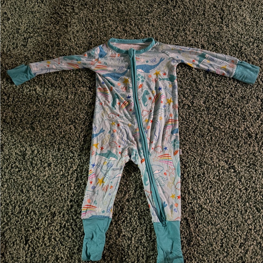 Little Sleepies Teal and White Space Adventure Footie